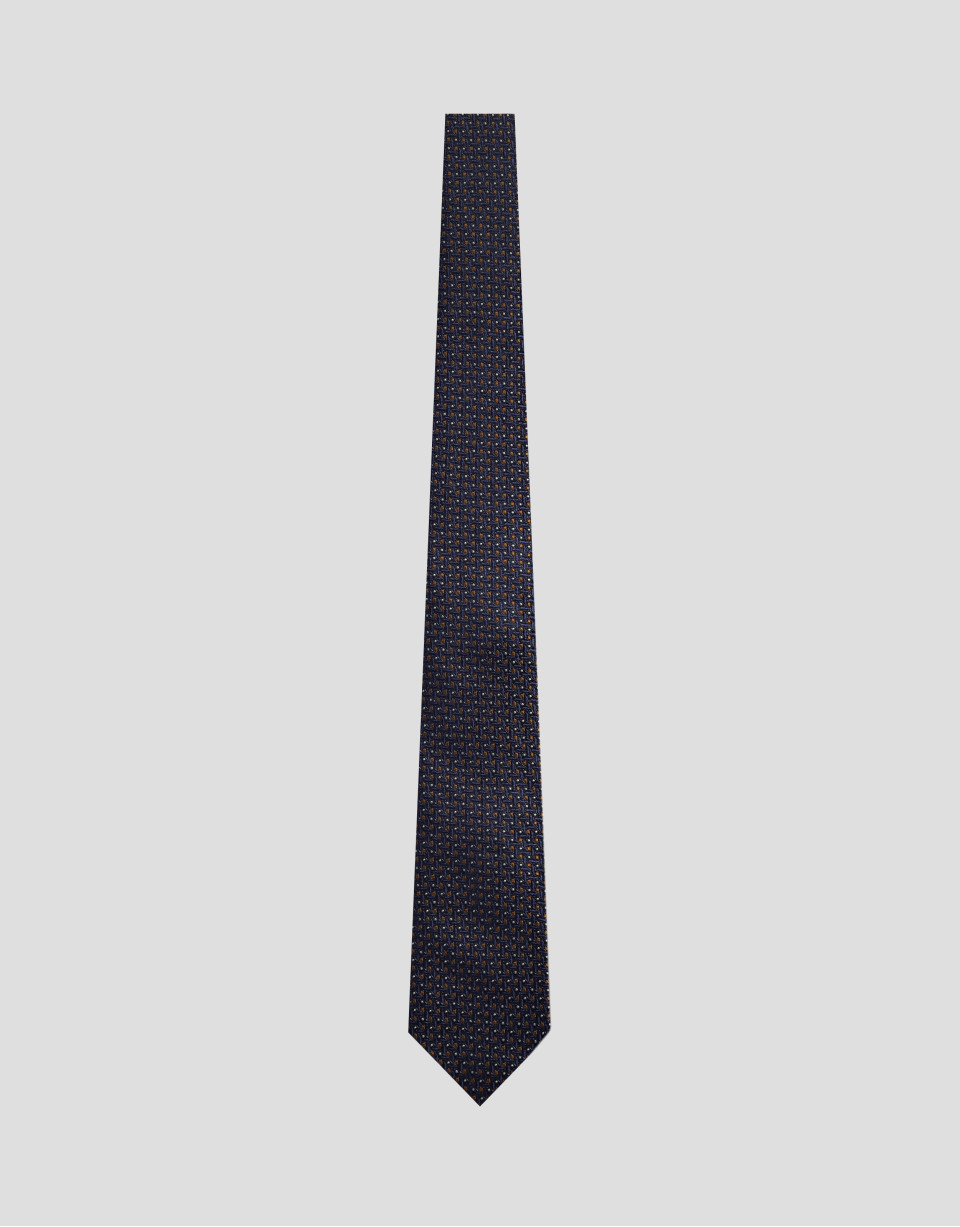 Corbata seda jacquard geométrico marino/naranja | Roberto Verino