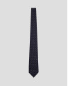Navy silk tie with pink jacquard pattern - Man | Roberto Verino