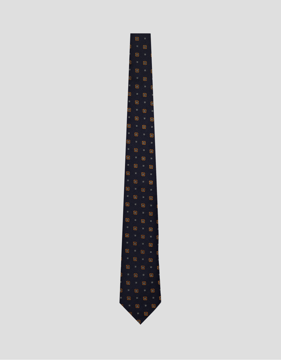 Corbata seda marino jacquard geométrico flor... | Roberto Verino