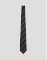 Corbata seda marino rayas naranja/blanco | Roberto Verino
