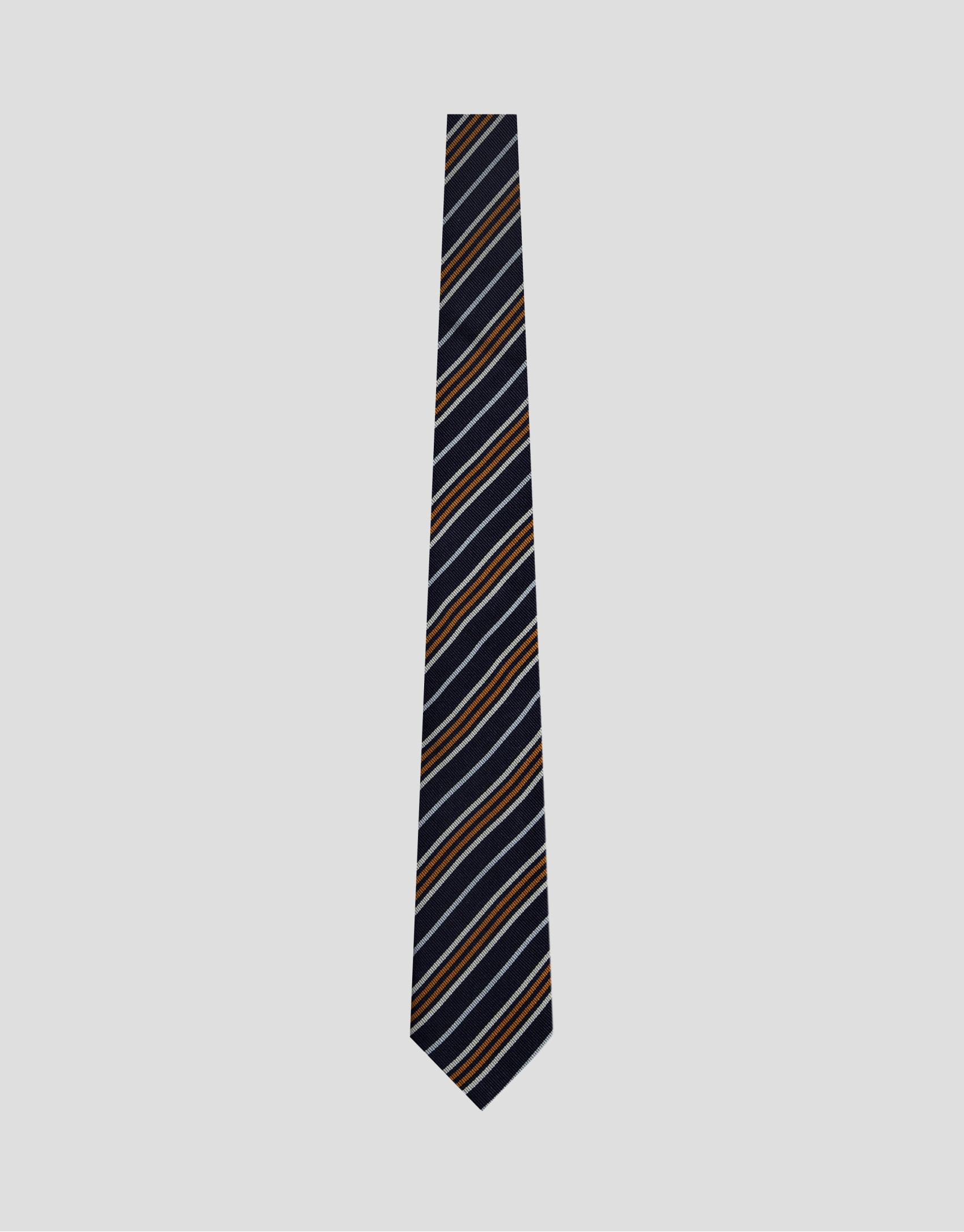 Corbata seda marino rayas naranja/blanco | Roberto Verino