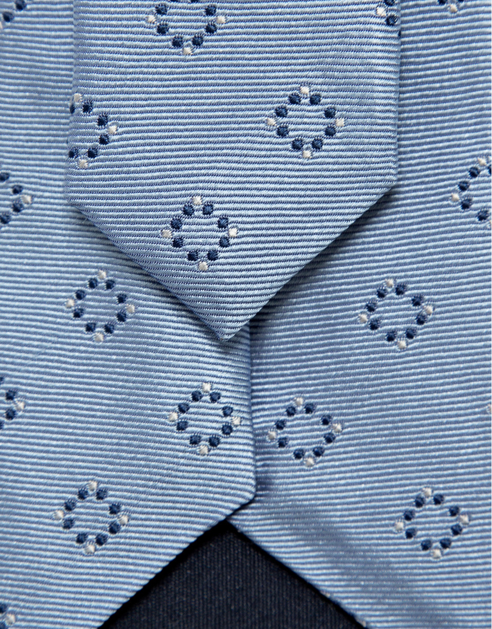 Corbata seda celeste jacquard geométrico marino | Roberto Verino