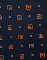 Navy silk tie with geometric orange flower ... | Roberto Verino