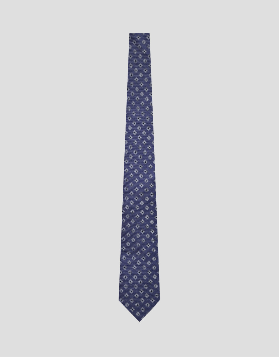 Corbata seda azul con jacquard plata - Hombre | Roberto Verino