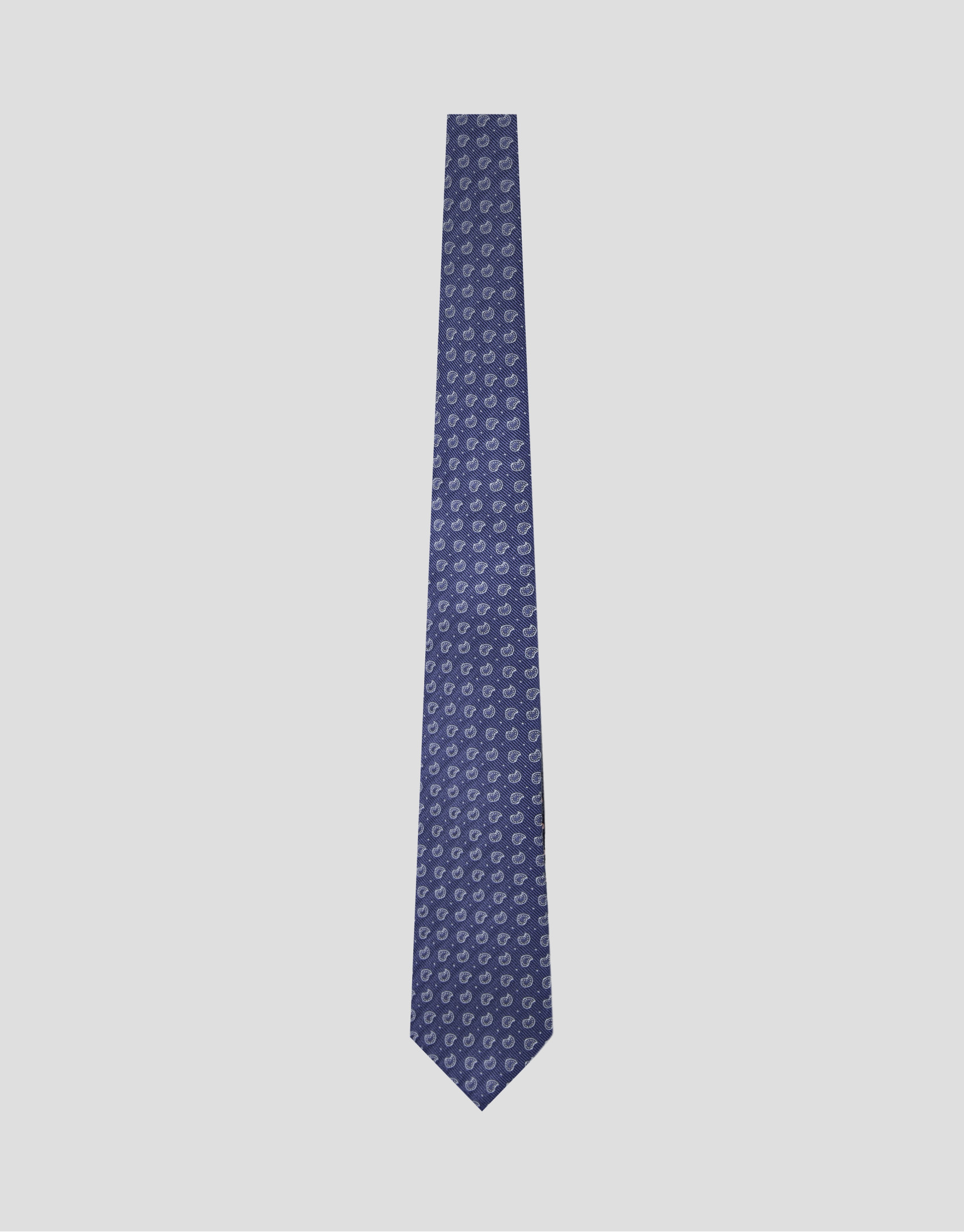 Corbata seda azul con jacquard cachemires plata | Roberto Verino