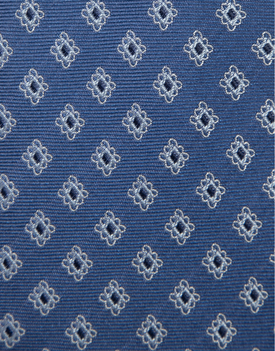 Corbata seda azul con jacquard plata - Hombre | Roberto Verino
