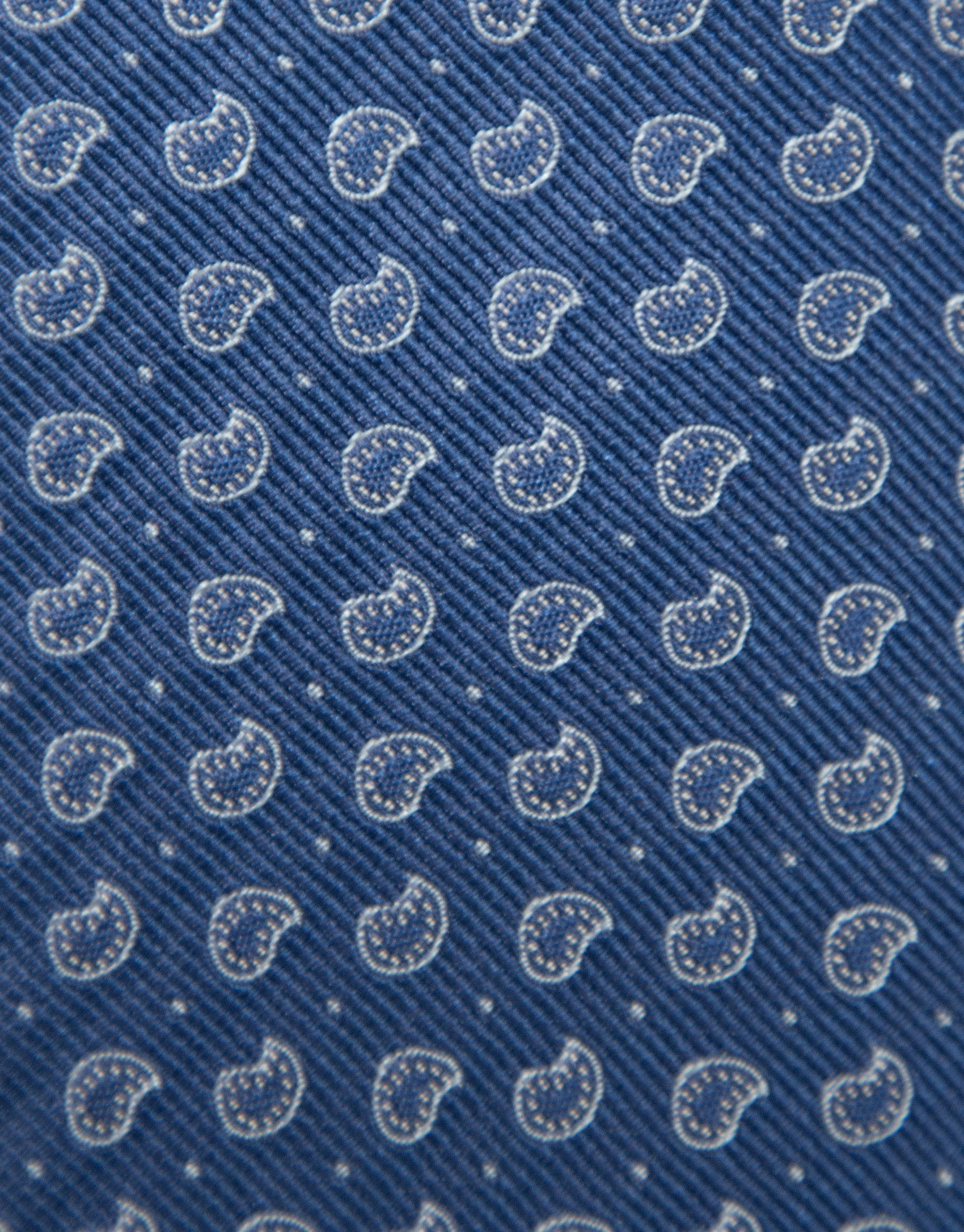Corbata seda azul con jacquard cachemires plata | Roberto Verino