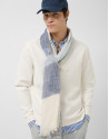 Ink blue and white striped scarf - Man - SS2026 | Roberto Verino