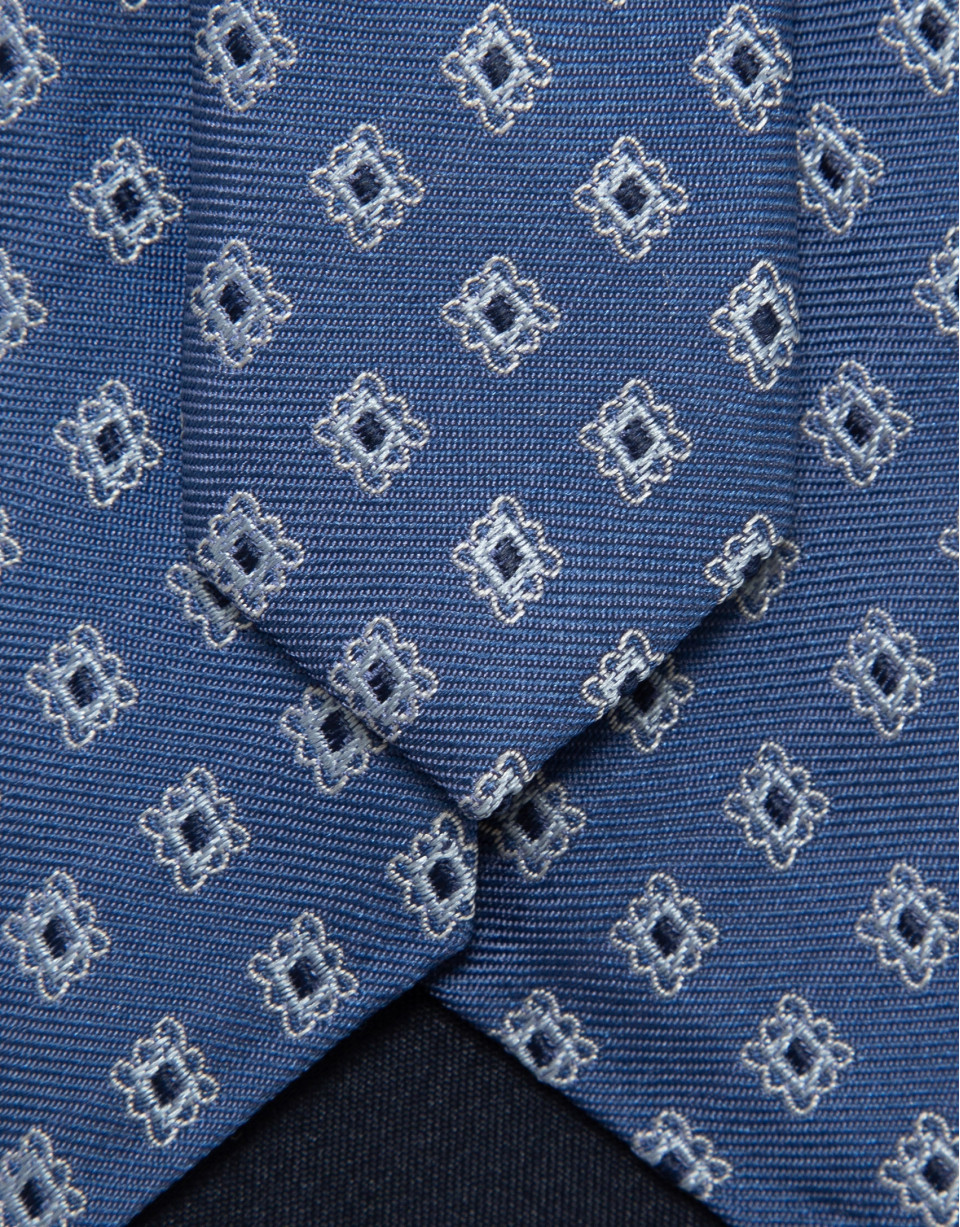 Corbata seda azul con jacquard plata - Hombre | Roberto Verino