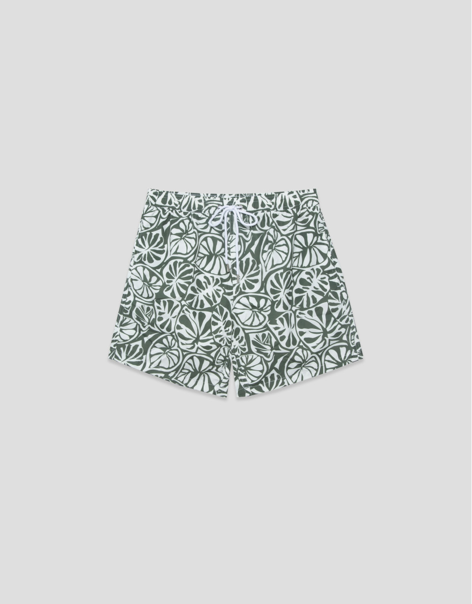Bañador estampado flor tropical caqui y blanco | Roberto Verino