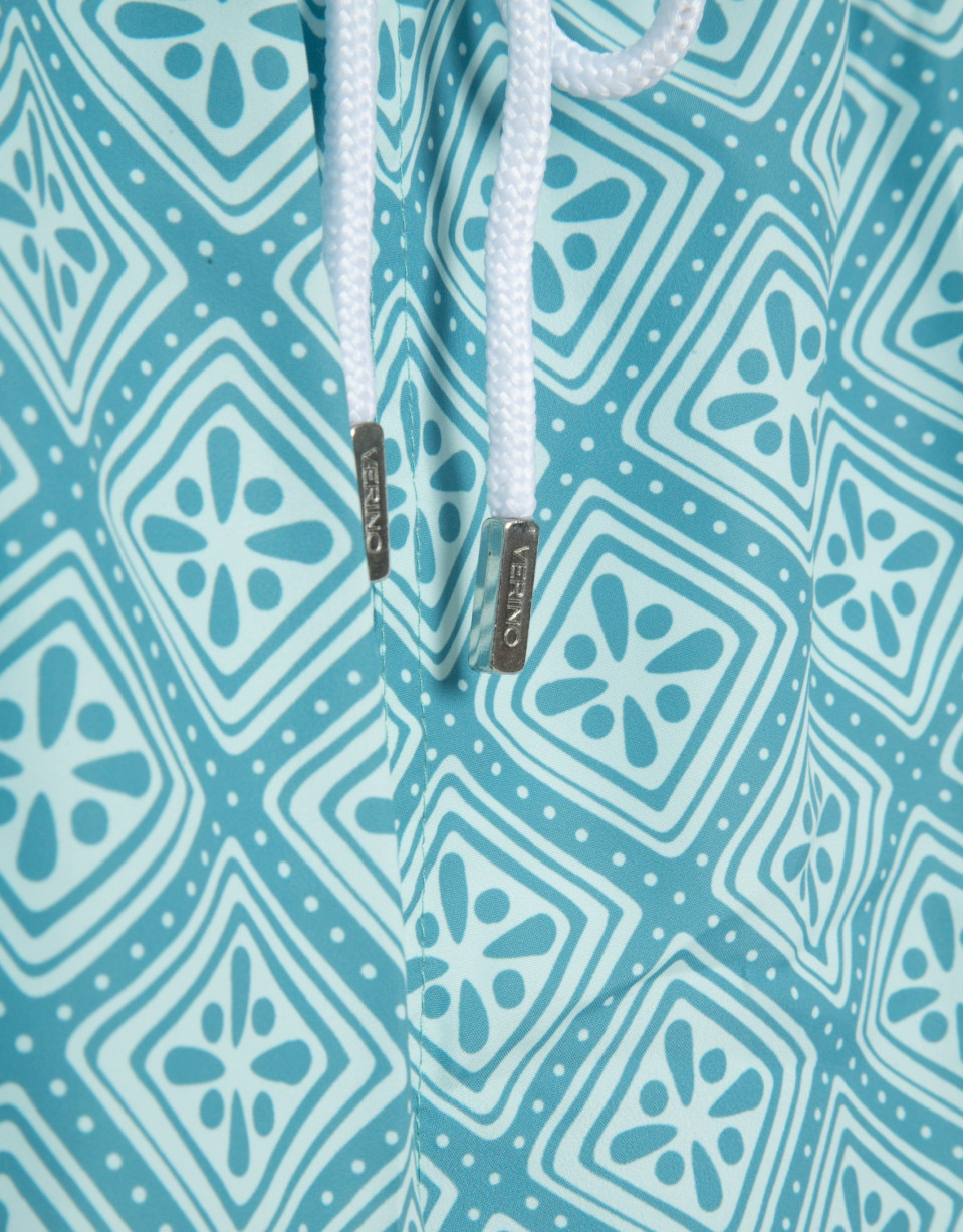 Blue-green and white geometric print swimsuit | Roberto Verino