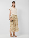 Falda midi crepé estampado tonos beige - Mujer | Roberto Verino