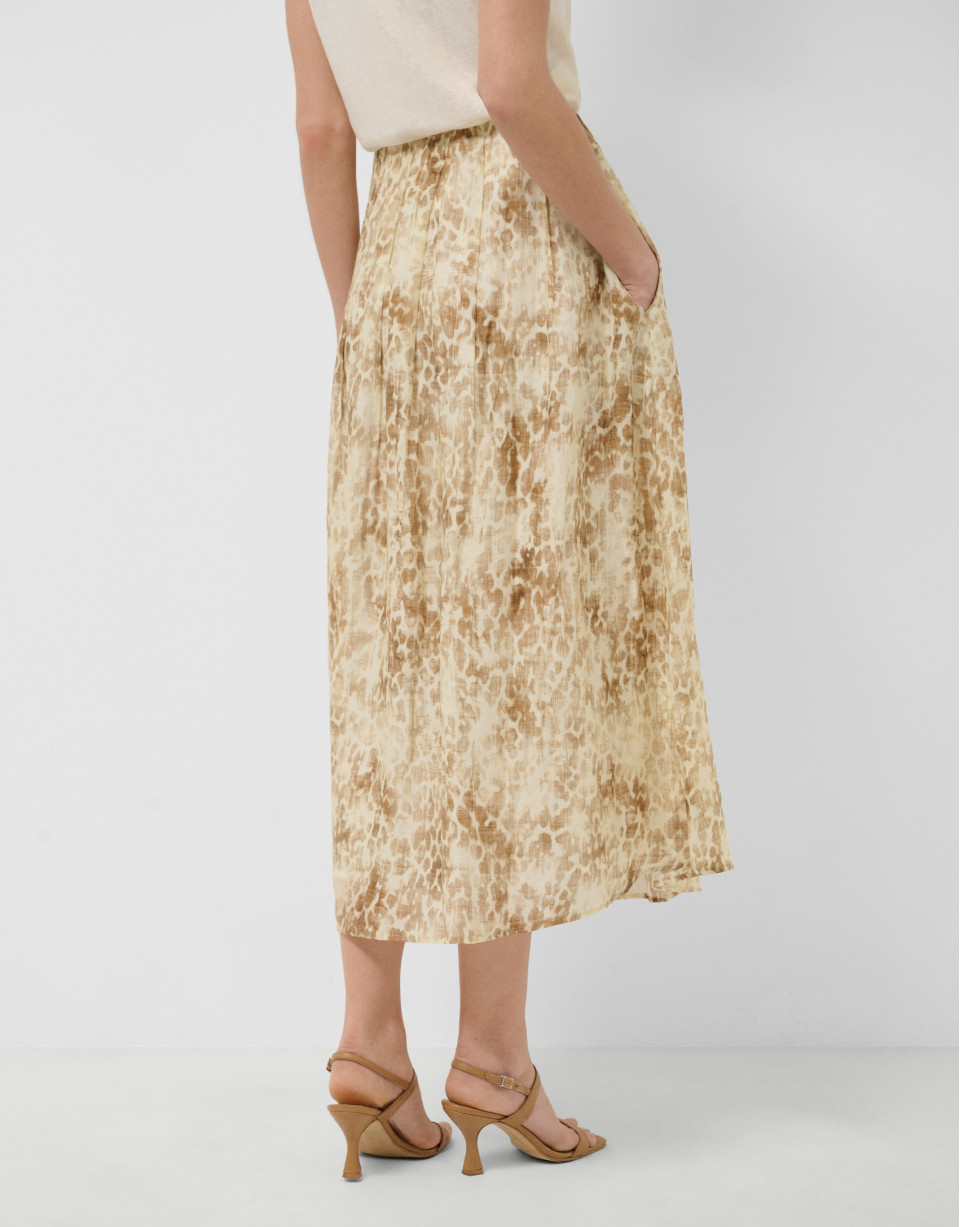 Falda midi crepé estampado tonos beige - Mujer | Roberto Verino