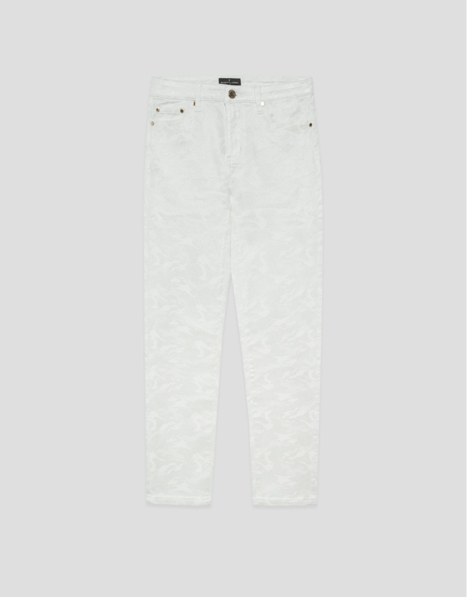 White five-pocket trousers with silver ... | Roberto Verino
