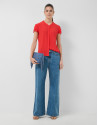 Blusa manga corta con volantes rojo - Mujer | Roberto Verino