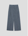 Pantalón ancho con pinzas lino azul - Mujer | Roberto Verino