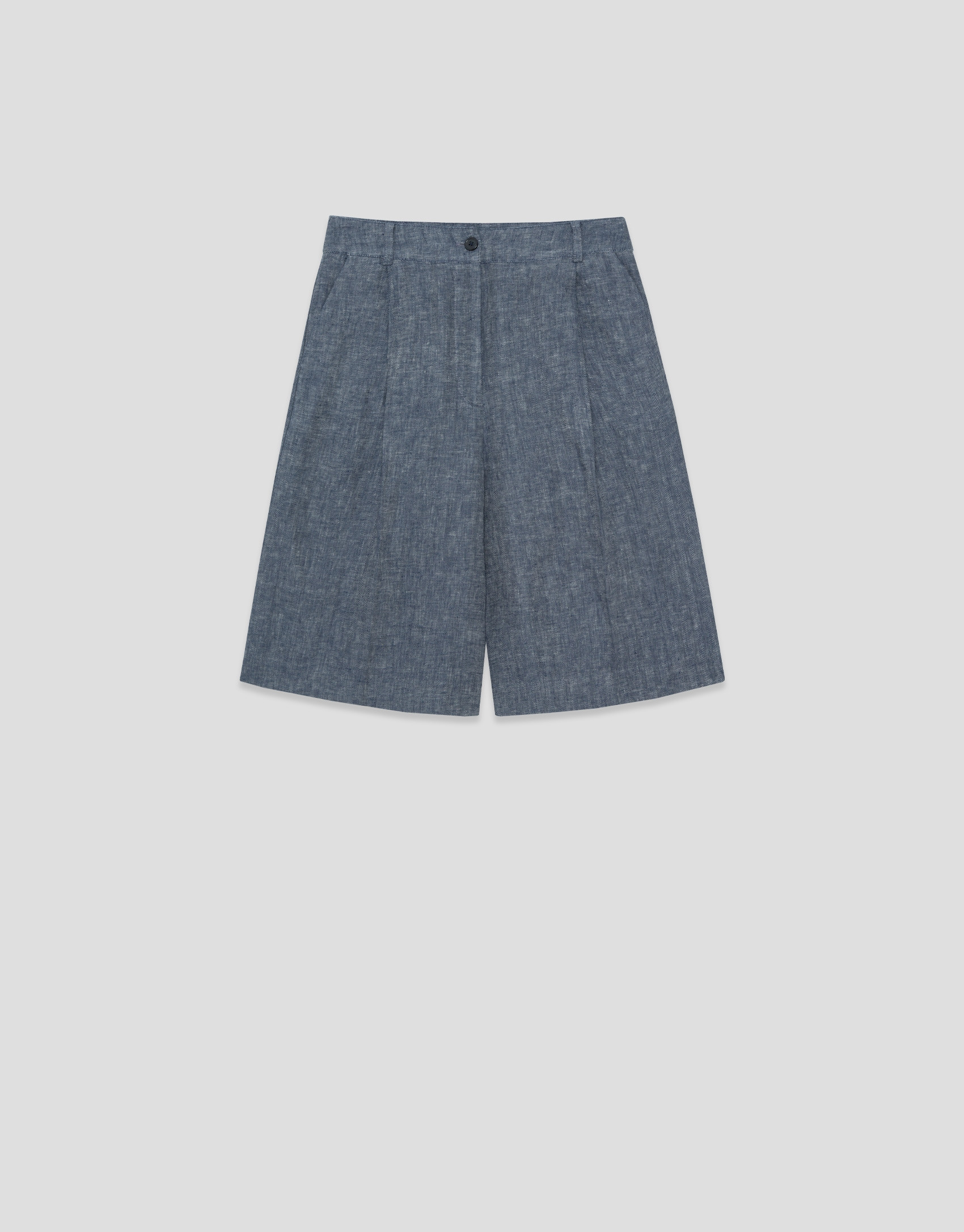 Long five-pocket blue linen Bermuda shorts | Roberto Verino
