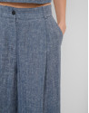 Pantalón ancho con pinzas lino azul - Mujer | Roberto Verino