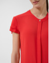 Blusa manga corta con volantes rojo - Mujer | Roberto Verino