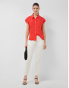 Blusa sin mangas y con bolsillos rojo - Mujer | Roberto Verino