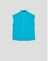 Turquoise sleeveless blouse with pockets | Roberto Verino