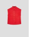 Sleeveless blouse with pockets in red - Woman | Roberto Verino