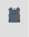 Blusa sin mangas fruncida lino azul - Mujer | Roberto Verino