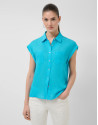 Turquoise sleeveless blouse with pockets | Roberto Verino