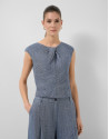 Blusa sin mangas fruncida lino azul - Mujer | Roberto Verino