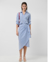 White cotton shirt with blue stripes - Woman | Roberto Verino