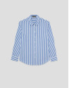 White cotton shirt with blue stripes - Woman | Roberto Verino