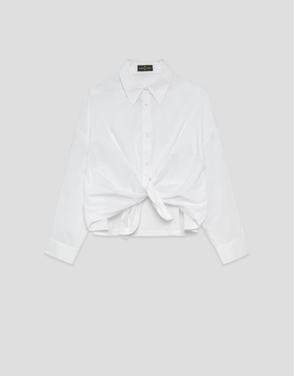 Camisa manga larga anudada blanca - Mujer | Roberto Verino