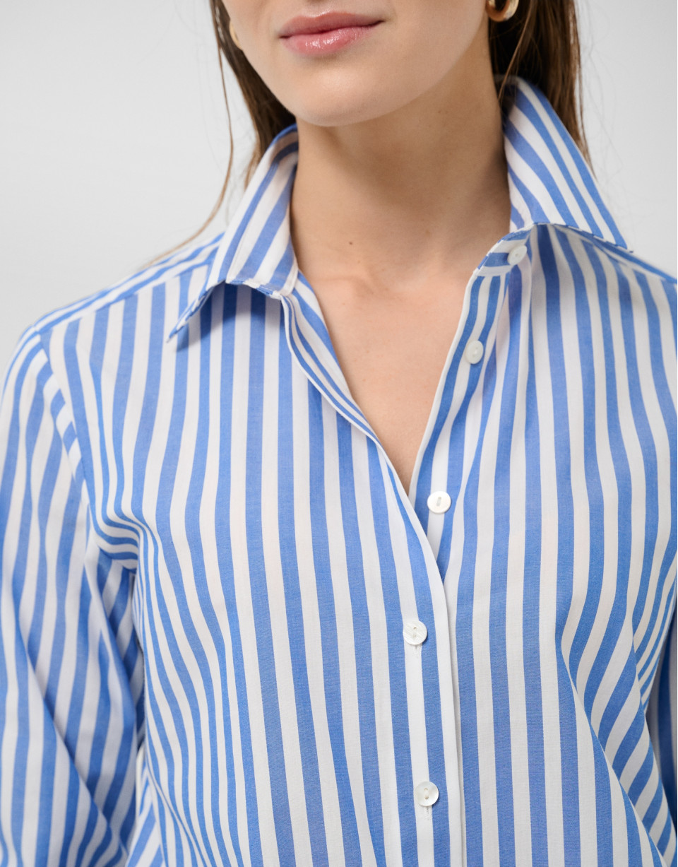 Camisa algodón blanco con listas azules | Roberto Verino