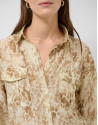 Blusa oversize crepé estampado tonos beige | Roberto Verino