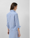 White cotton shirt with blue stripes - Woman | Roberto Verino