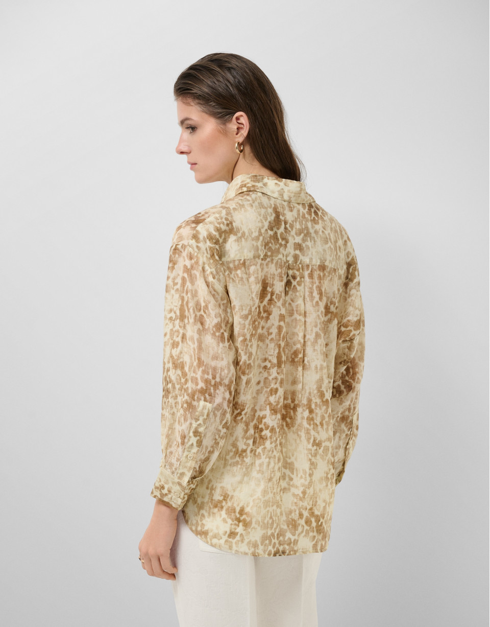 Blusa oversize crepé estampado tonos beige | Roberto Verino