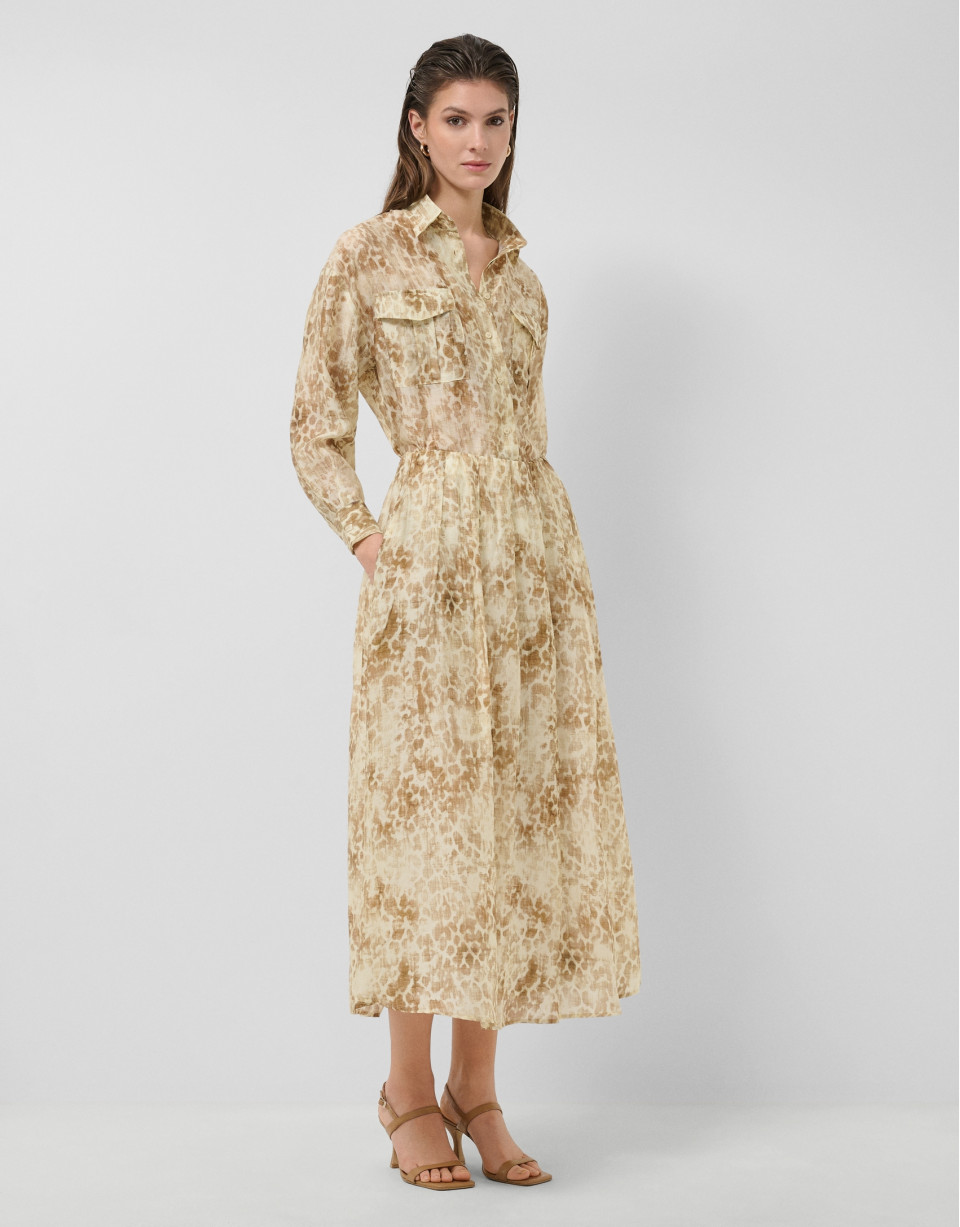 Blusa oversize crepé estampado tonos beige | Roberto Verino