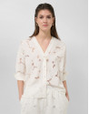 Oversized white devoré blouse with floral print | Roberto Verino