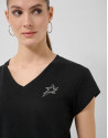 Camiseta cuello pico punto algodón ligero negro | Roberto Verino
