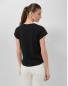 Camiseta cuello pico punto algodón ligero negro | Roberto Verino