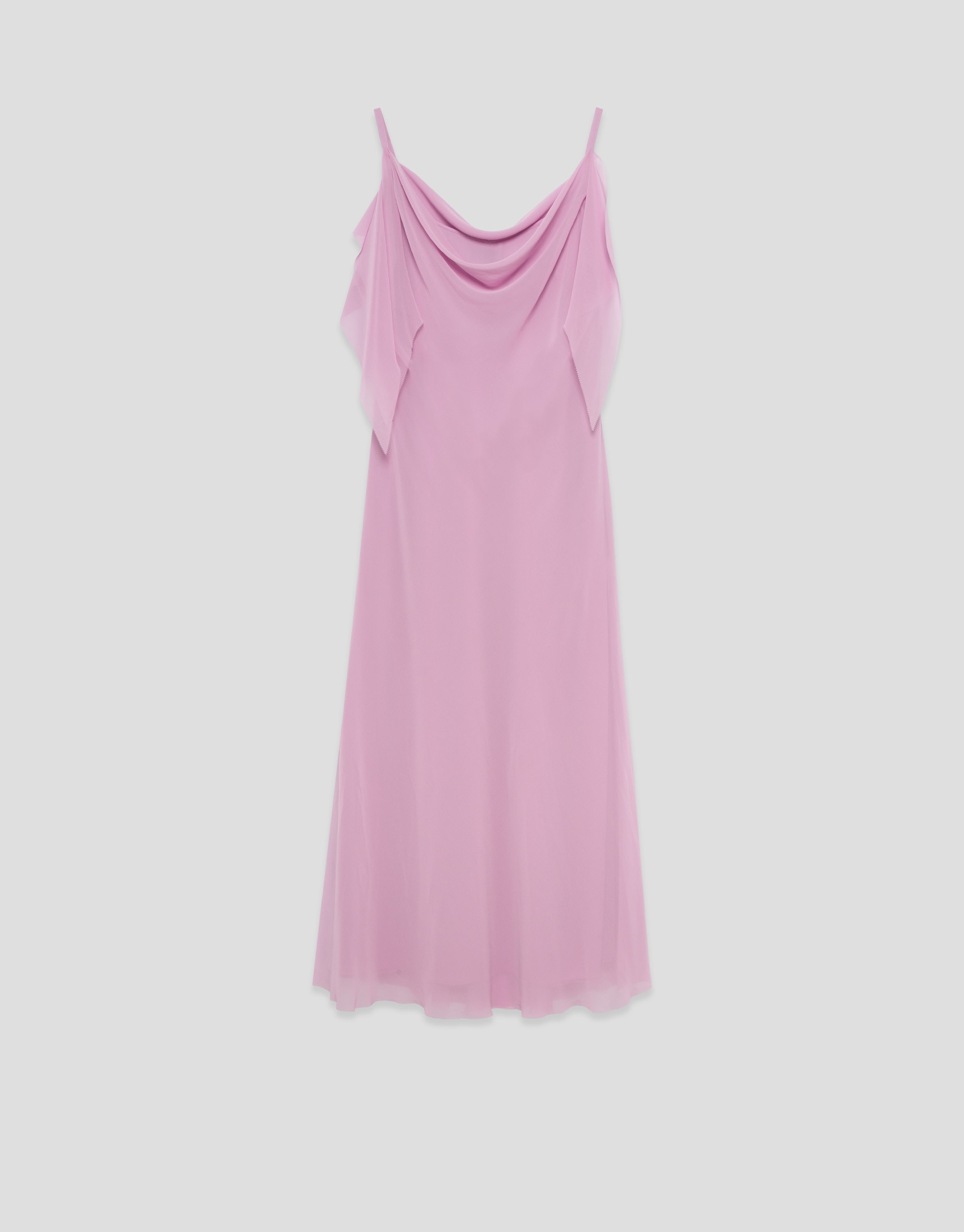 Long pink strappy dress with chiffon armholes | Roberto Verino