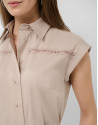 Camel shirt midi dress with lace straps - Woman | Roberto Verino