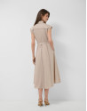 Camel shirt midi dress with lace straps - Woman | Roberto Verino