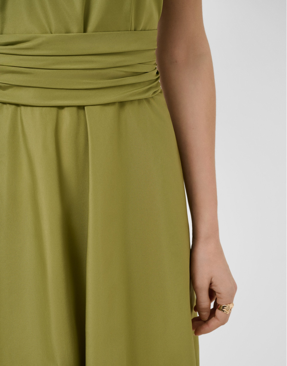 Vestido sin mangas tafeta verde - Mujer | Roberto Verino