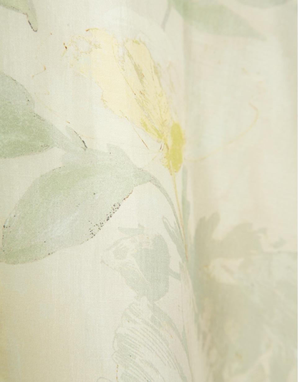 Green and ecru floral print chiffon ... | Roberto Verino