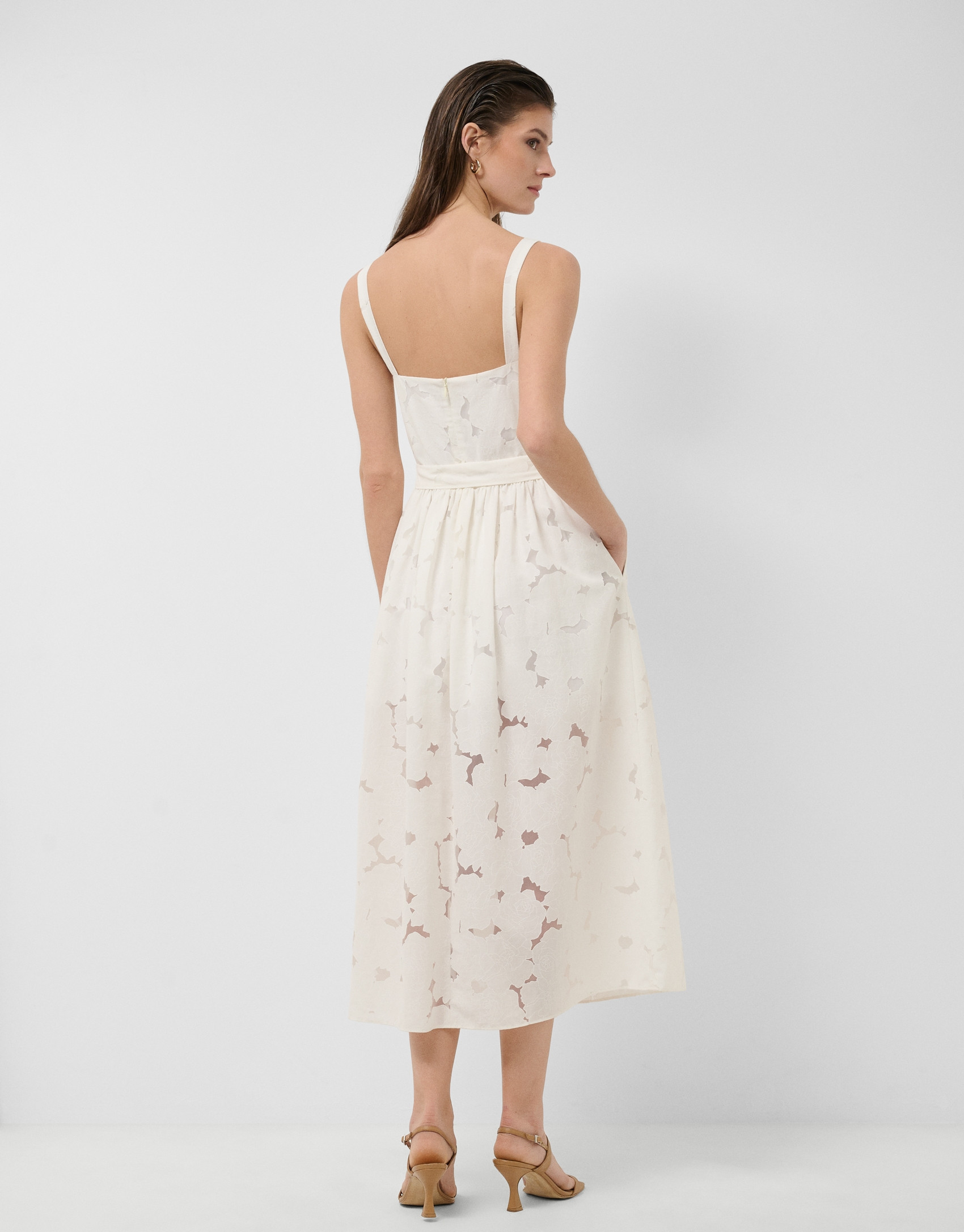 Vestido tirantes devoré blanco con estampado... | Roberto Verino