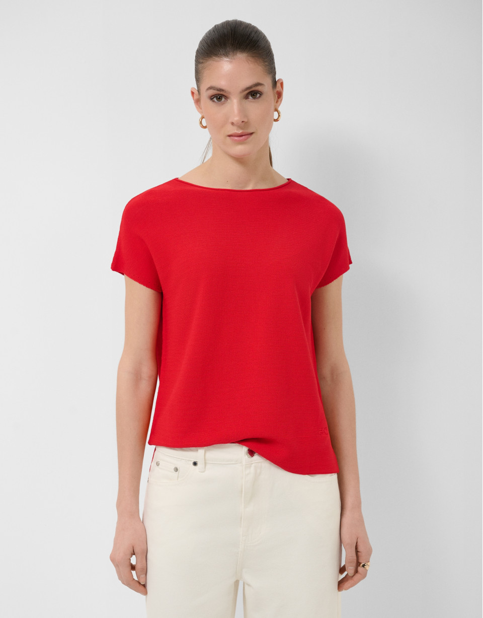 Red fine knit batwing sleeve jumper - Woman | Roberto Verino