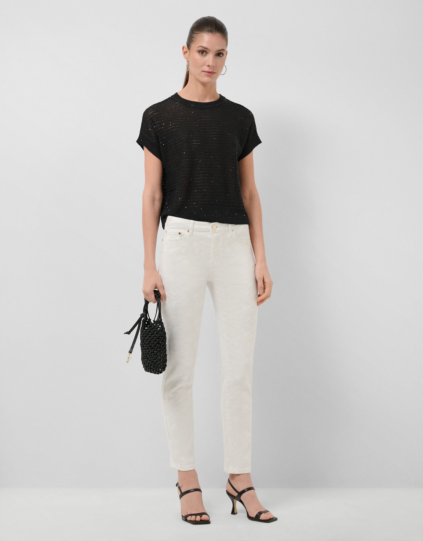 Jersey punto lino desagujado negro - Mujer | Roberto Verino