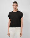 Jersey punto lino desagujado negro - Mujer | Roberto Verino