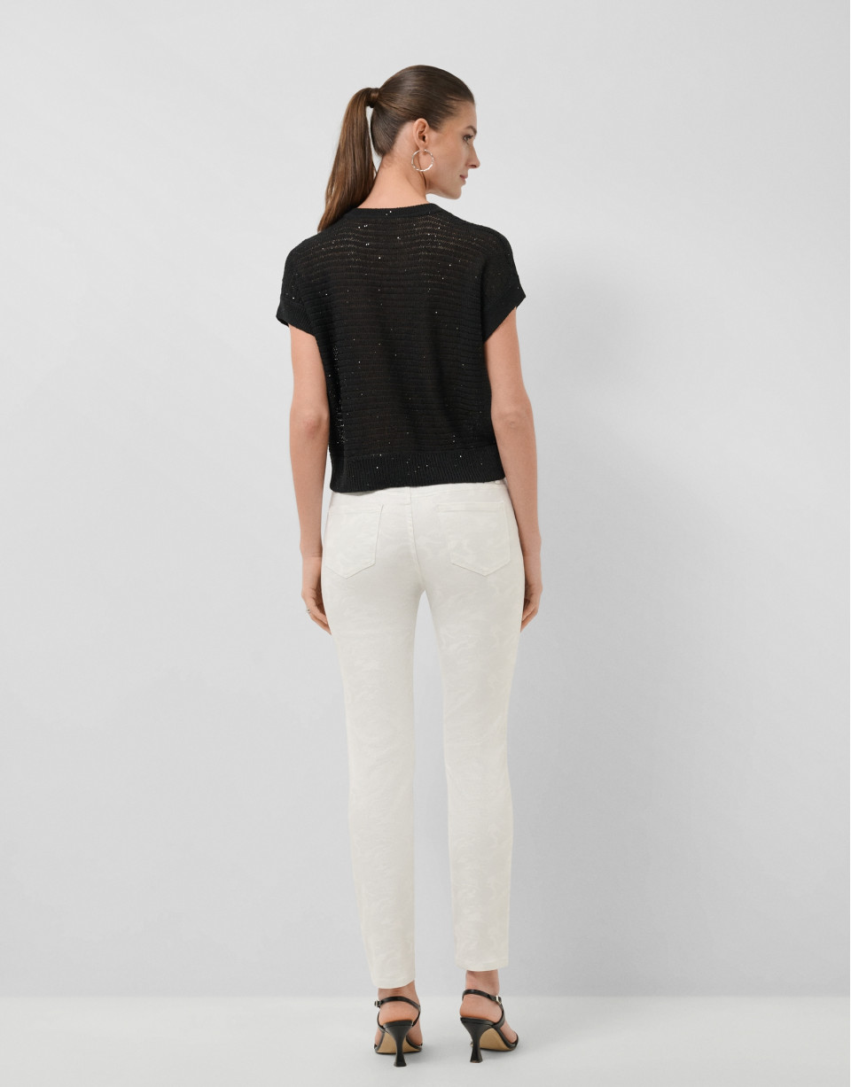 Jersey punto lino desagujado negro - Mujer | Roberto Verino